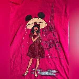 NWT Disney Parks Cinderella’s Castle in the Rain Women’s Tee XL